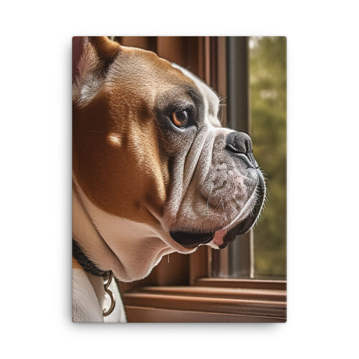 Thoughtful Bulldog at the Window Canvas - PosterfyAI.com