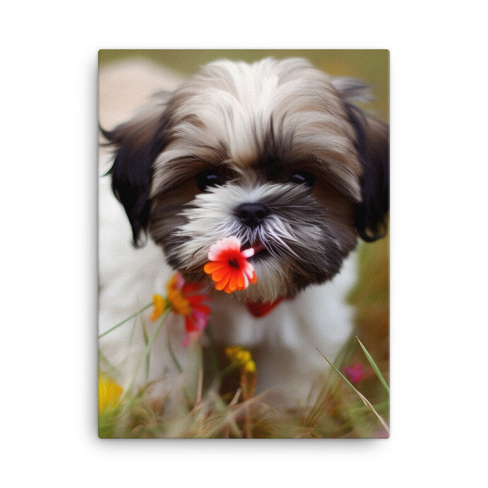 Sweet and Playful Shih Tzu Canvas - PosterfyAI.com
