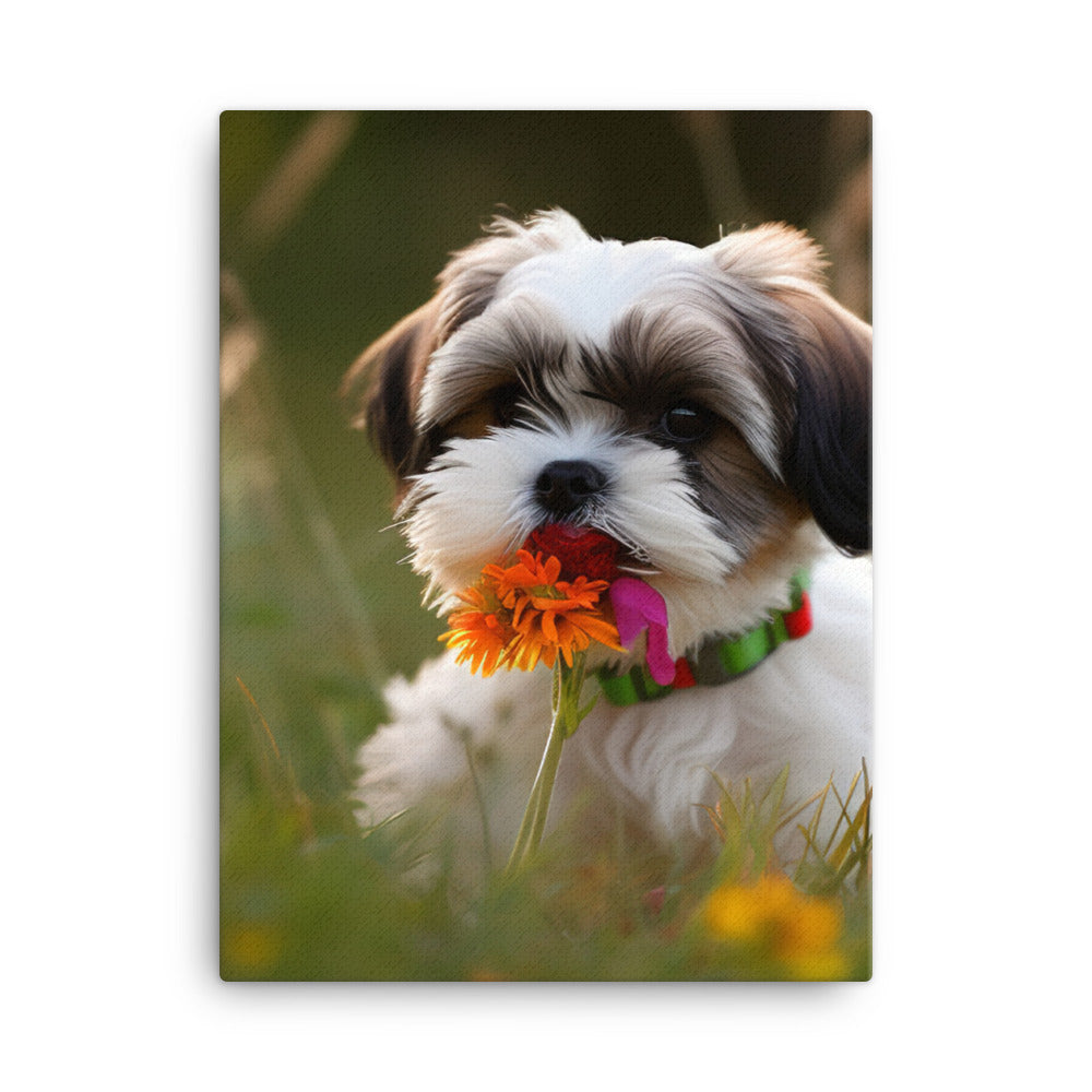Sweet and Playful Shih Tzu Canvas - PosterfyAI.com