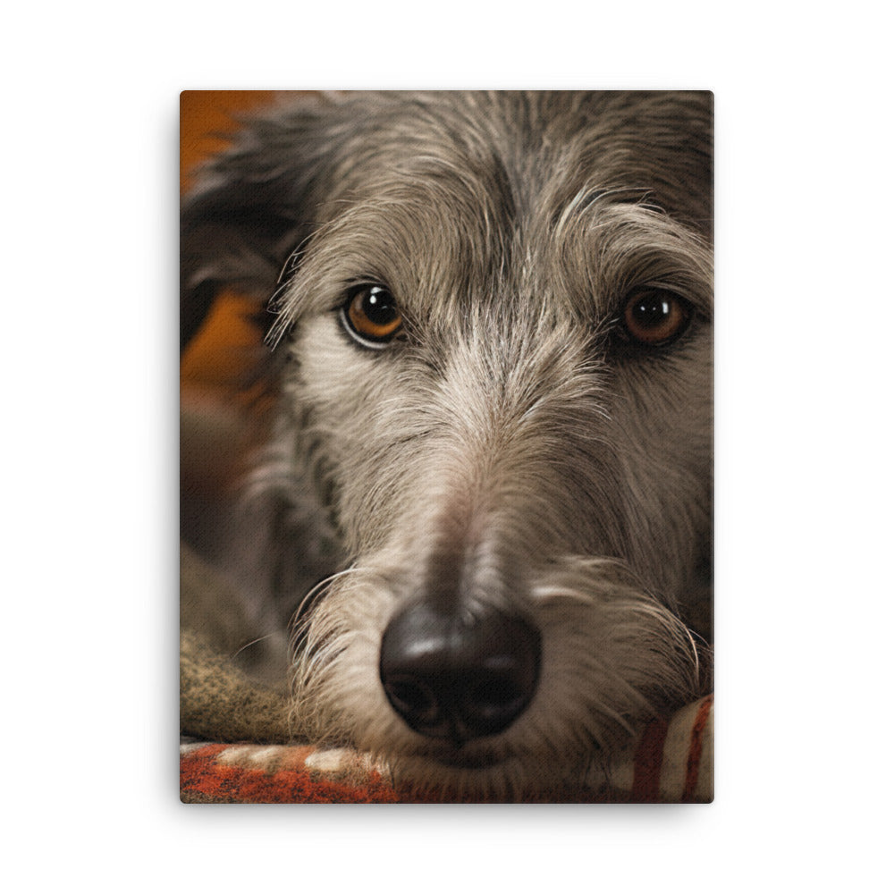 Sleepy Scottish Deerhound by the Fire Canvas - PosterfyAI.com