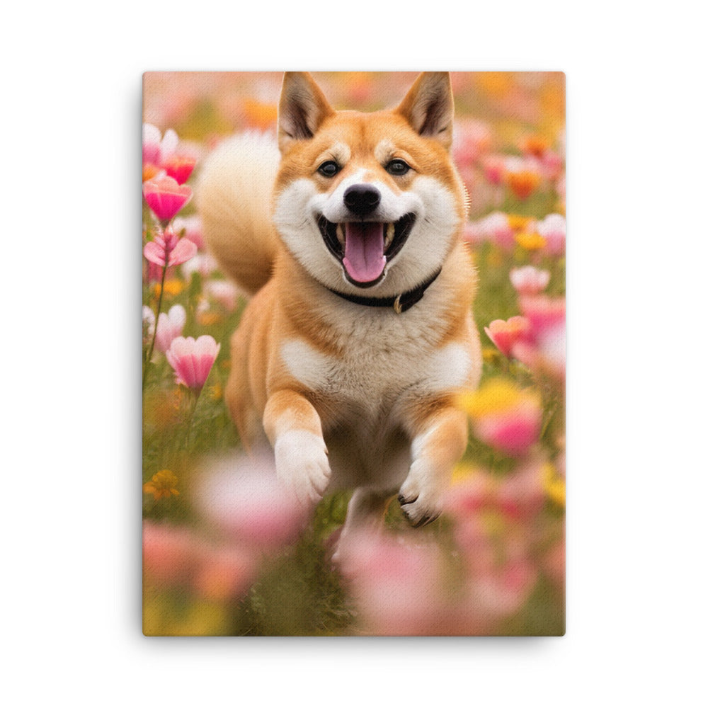 Shiba Inu Running Canvas - PosterfyAI.com