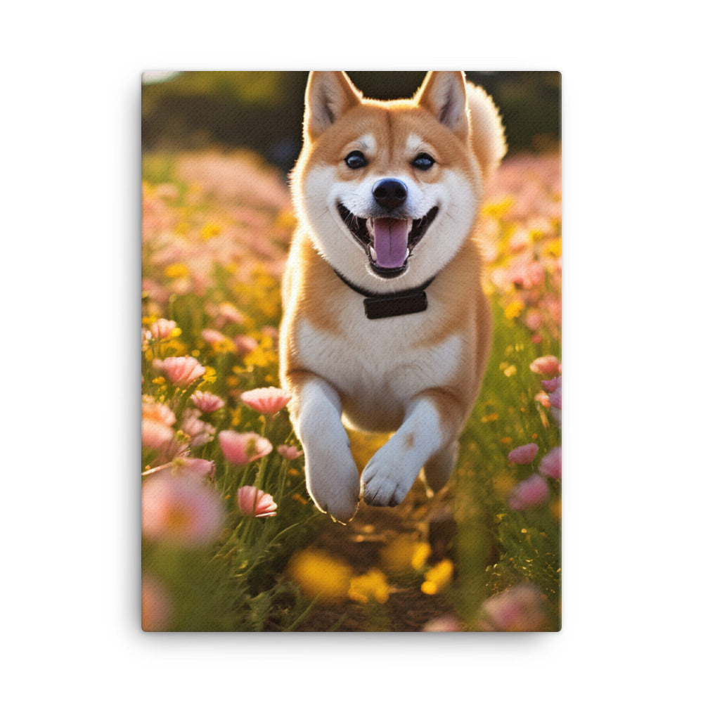 Shiba Inu Running Canvas - PosterfyAI.com
