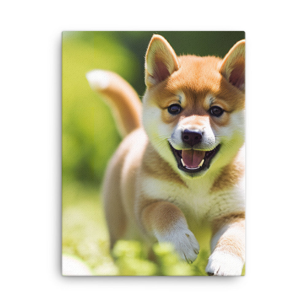 Shiba Inu Pup Playing Canvas - PosterfyAI.com