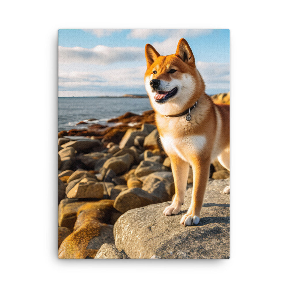 Shiba Inu Gazing Out Canvas - PosterfyAI.com