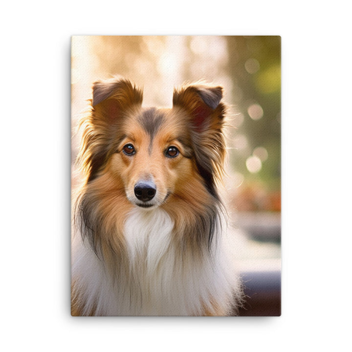 Shetland Sheepdog Posing in the Park Canvas - PosterfyAI.com