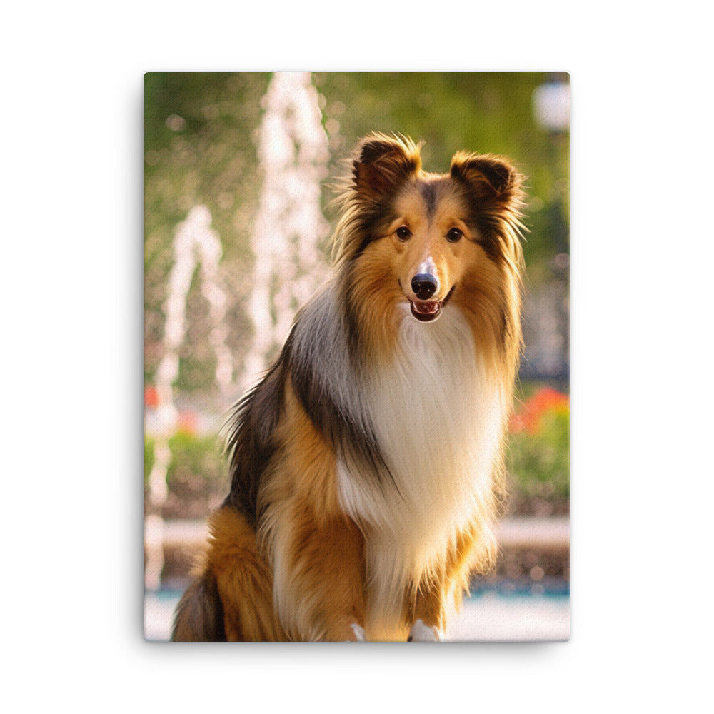 Shetland Sheepdog Posing in the Park Canvas - PosterfyAI.com