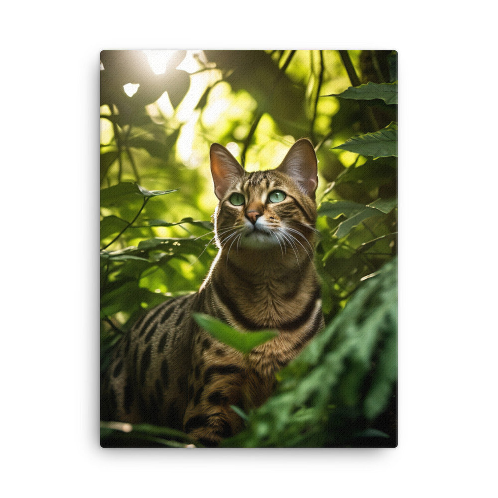 Bengal Cat in its Natural Habitat Canvas - PosterfyAI.com