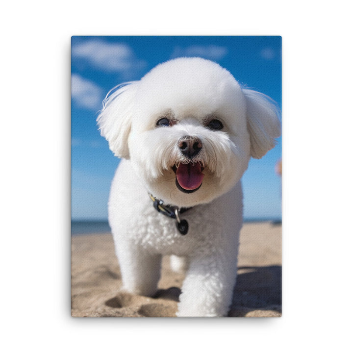 Bichon Frise on a Beach Canvas - PosterfyAI.com
