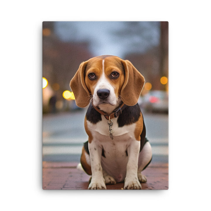 Beagle in the city Canvas - PosterfyAI.com