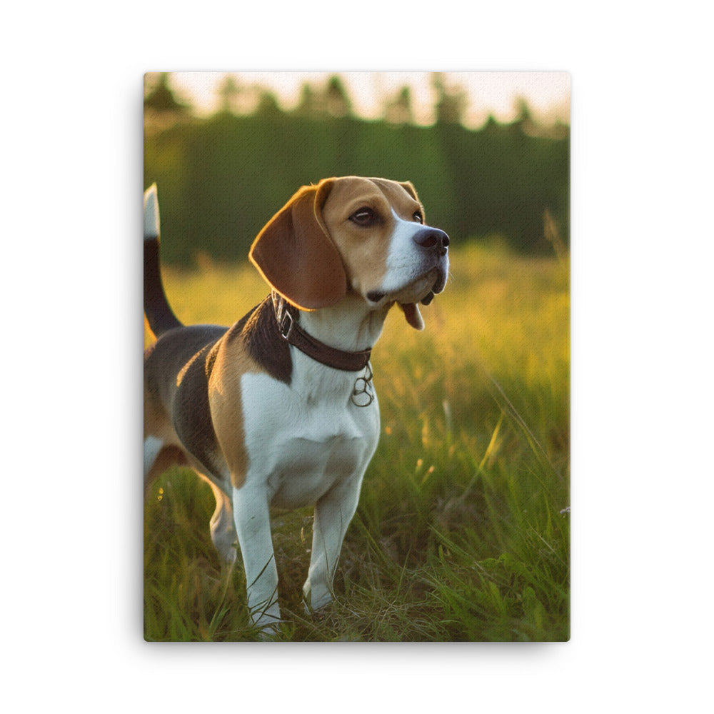 Beagle at play Canvas - PosterfyAI.com
