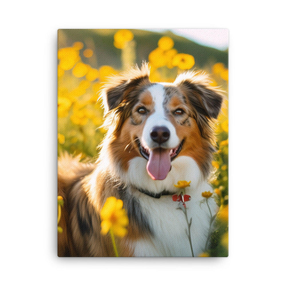 Australian Shepherd sitting Canvas - PosterfyAI.com