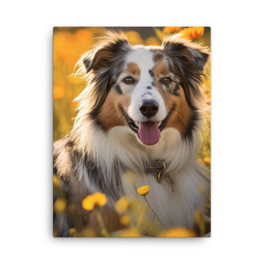 Australian Shepherd sitting Canvas - PosterfyAI.com