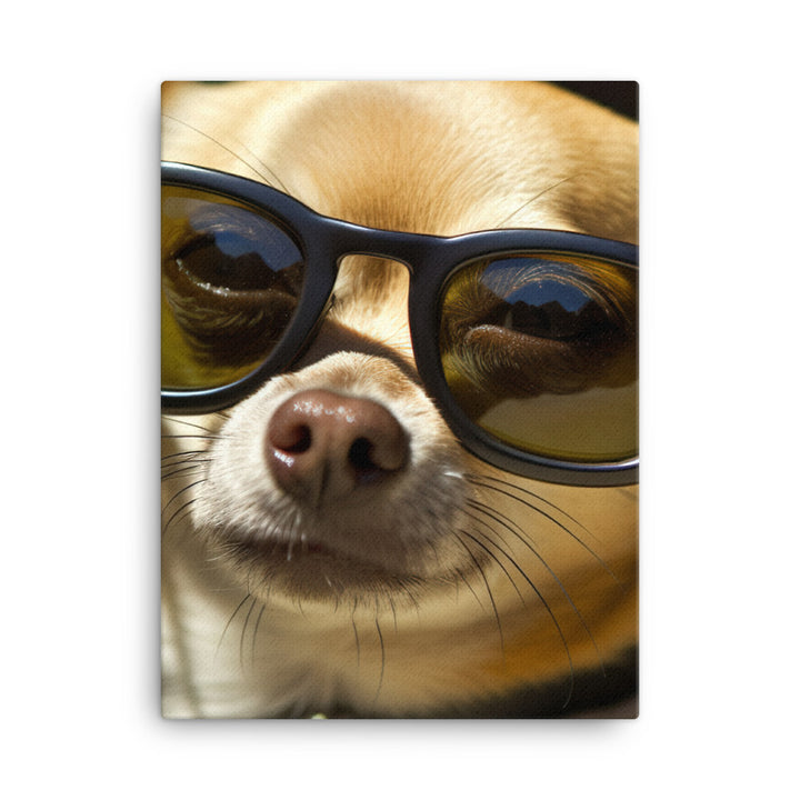 A Chihuahua wearing sunglasses Canvas - PosterfyAI.com