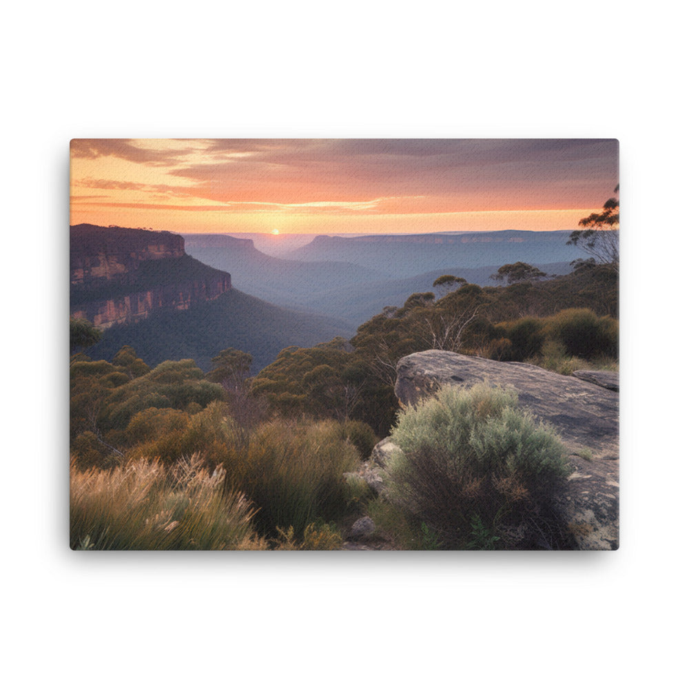 Blue Hour in the Blue Mountains canvas - Posterfy.AI