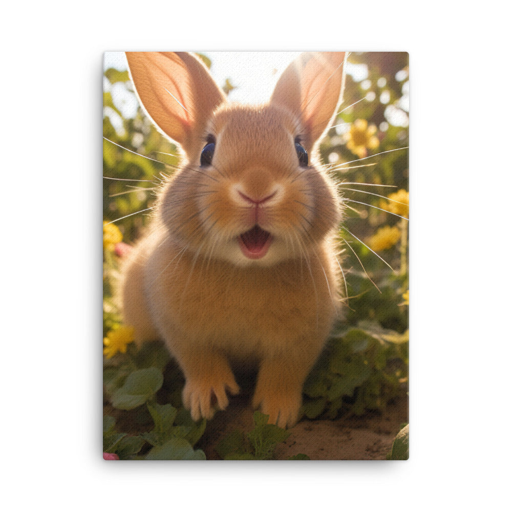 Tan Bunnys Playful Wonders Canvas - PosterfyAI.com