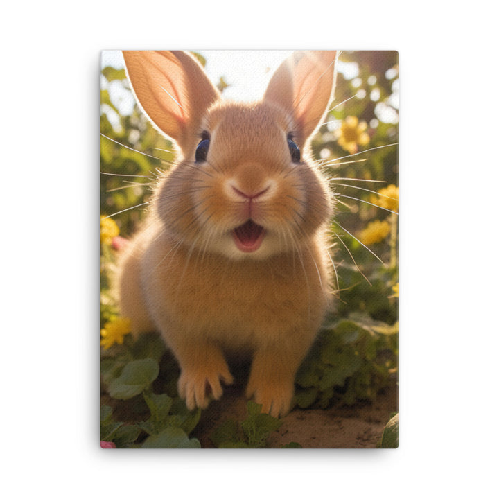 Tan Bunnys Playful Wonders Canvas - PosterfyAI.com