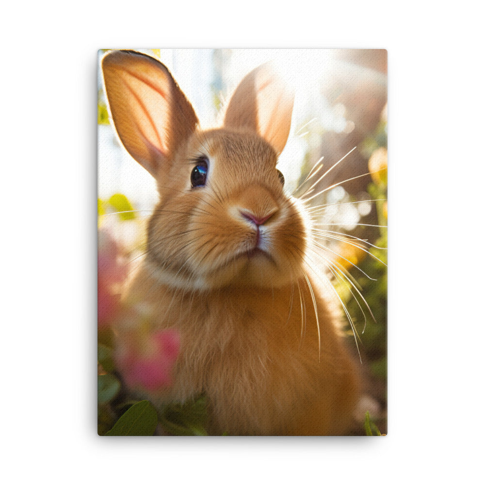 Tan Bunnys Playful Wonders Canvas - PosterfyAI.com