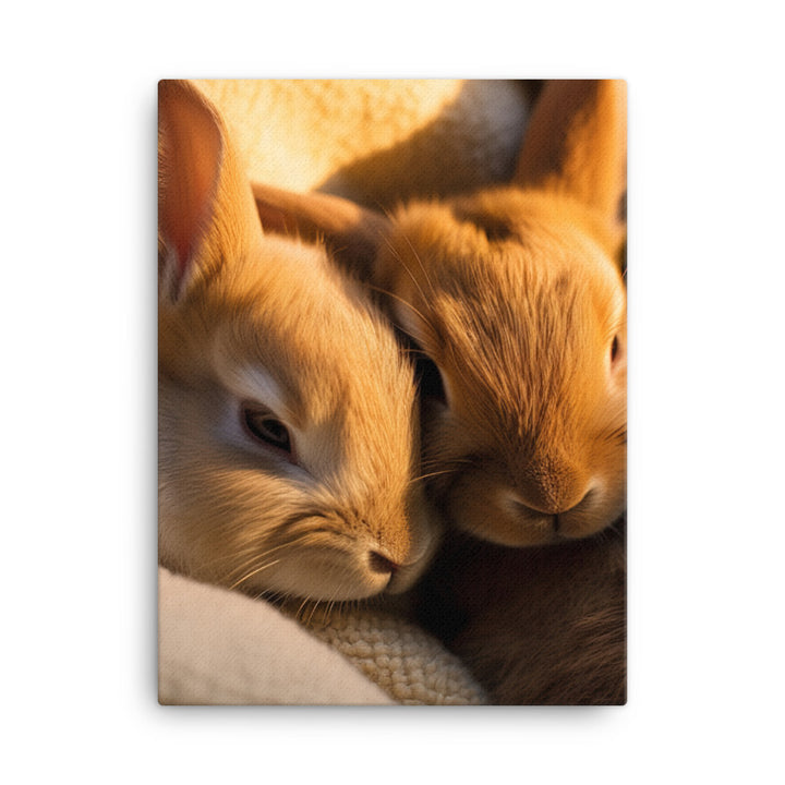 Tan Bunnys Gentle Cuddles Canvas - PosterfyAI.com