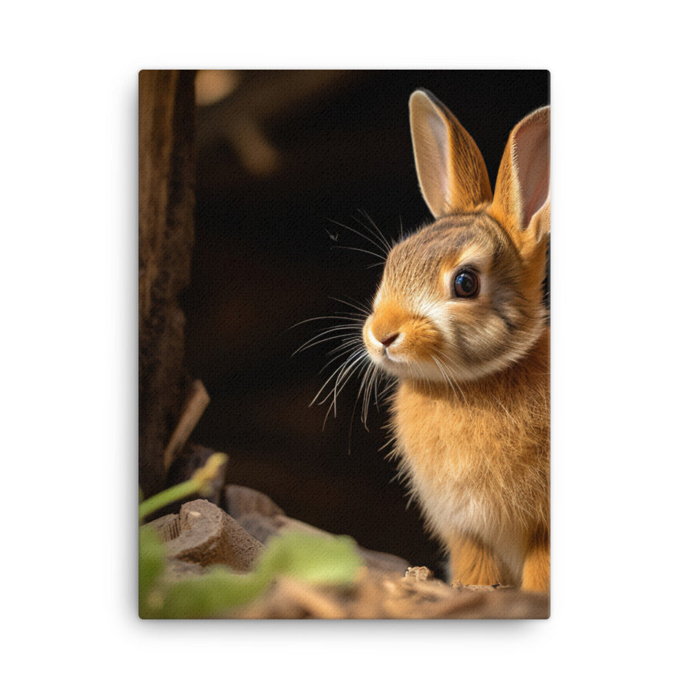 Tan Bunny Amidst Rustic Beauty Canvas - PosterfyAI.com