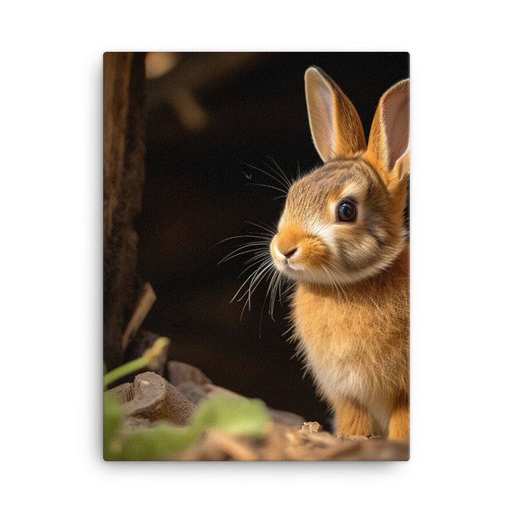 Tan Bunny Amidst Rustic Beauty Canvas - PosterfyAI.com