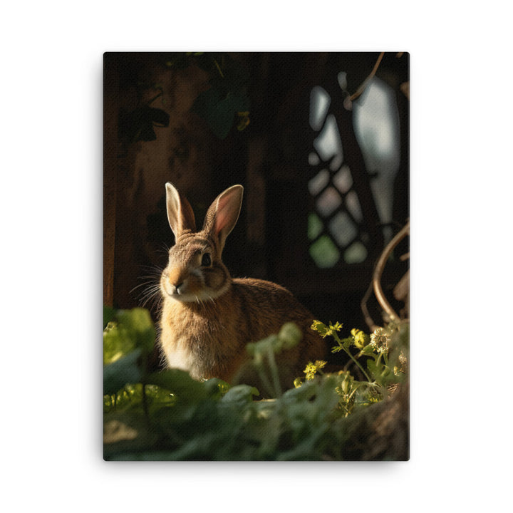 Tan Bunny Amidst Rustic Beauty Canvas - PosterfyAI.com