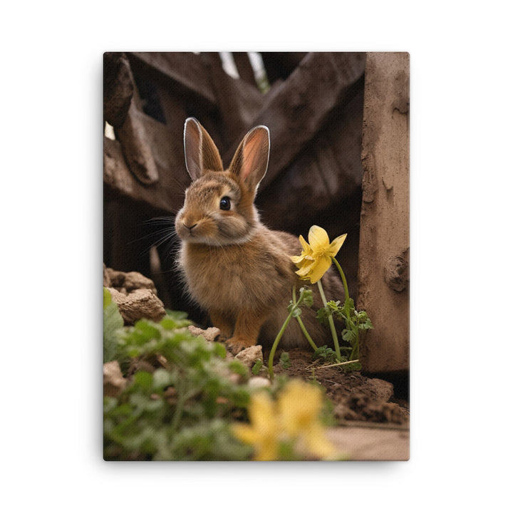 Tan Bunny Amidst Rustic Beauty Canvas - PosterfyAI.com