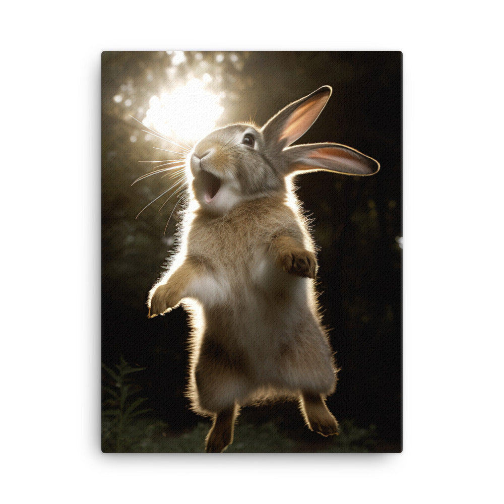 Thrianta Bunny Enjoying a Playful Hop Canvas - PosterfyAI.com