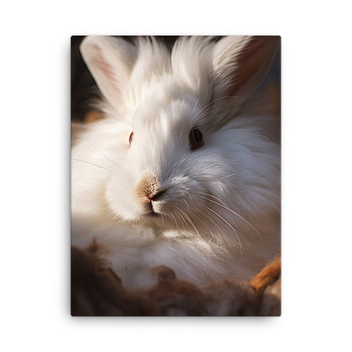 Angora Bunny in a Cozy Setting Canvas - PosterfyAI.com