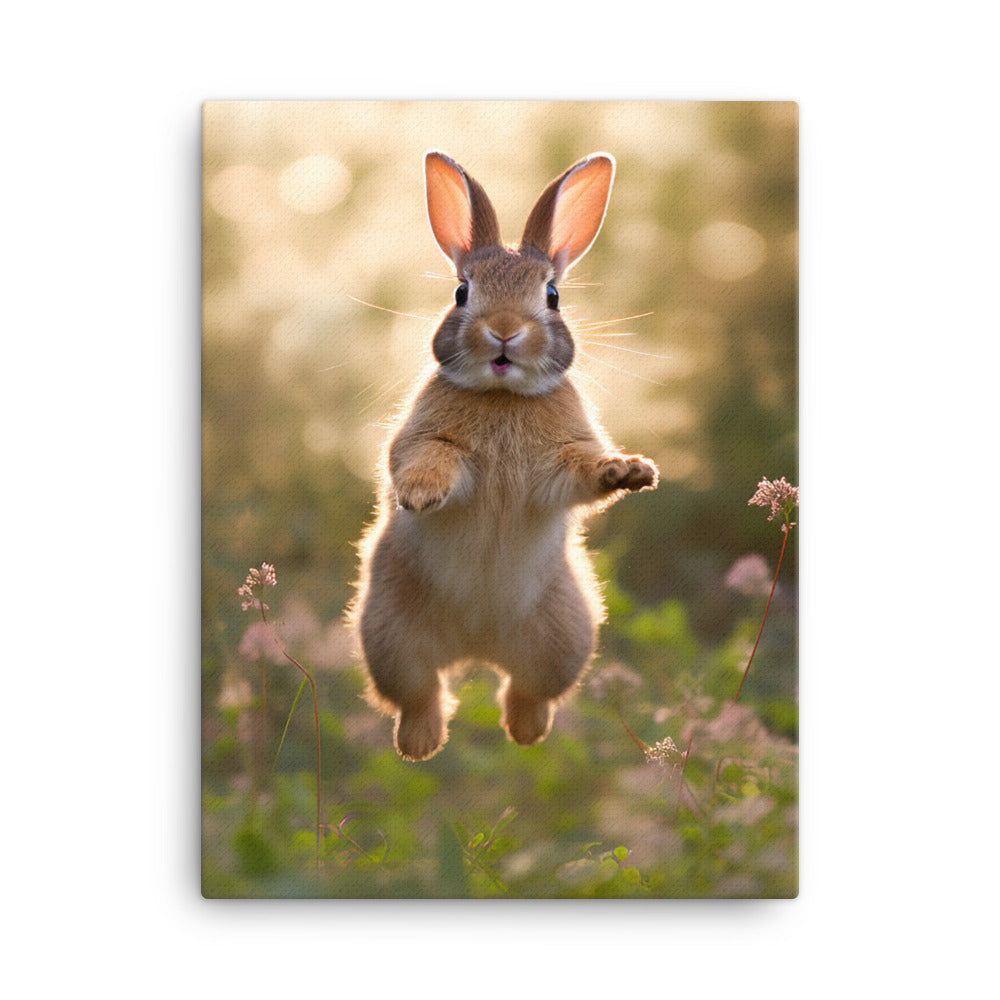 American Bunny Enjoying a Playful Hop Canvas - PosterfyAI.com