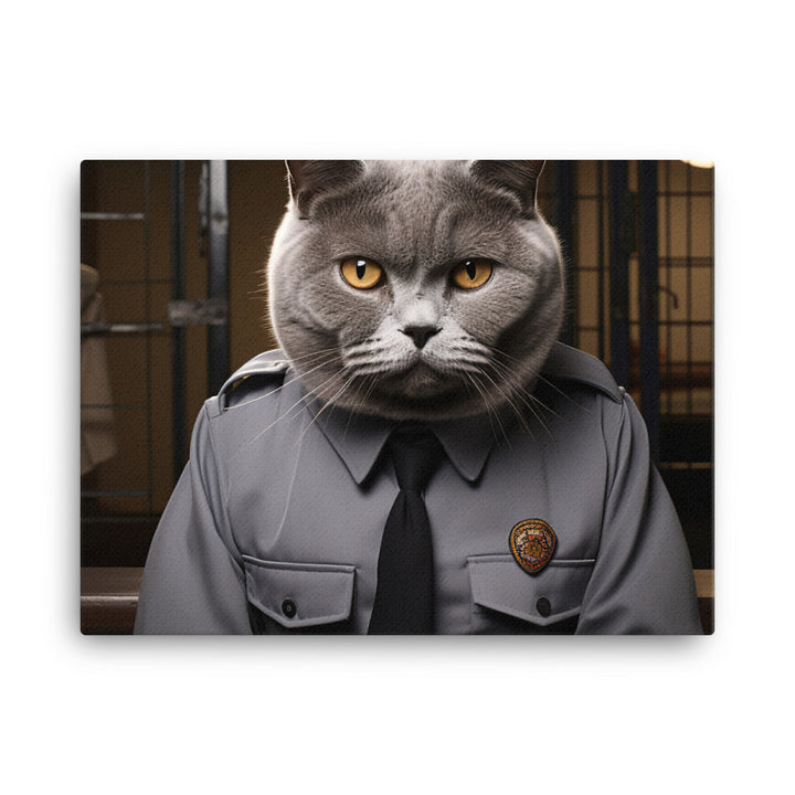 British Shorthair Prison Officer Canvas - PosterfyAI.com