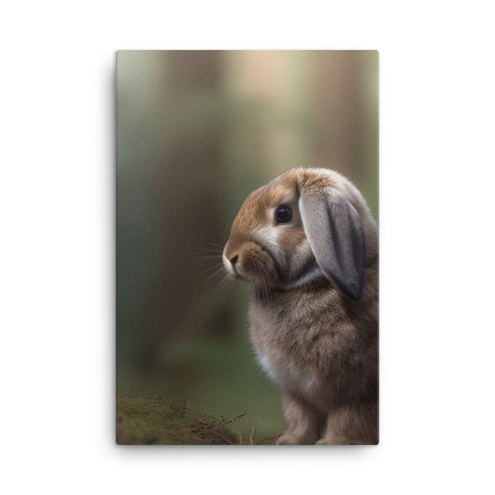 Serene Mini Lop Bunny in a Forest Canvas - PosterfyAI.com