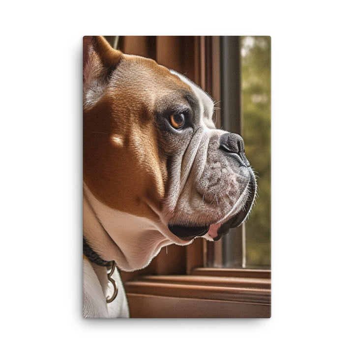 Thoughtful Bulldog at the Window Canvas - PosterfyAI.com