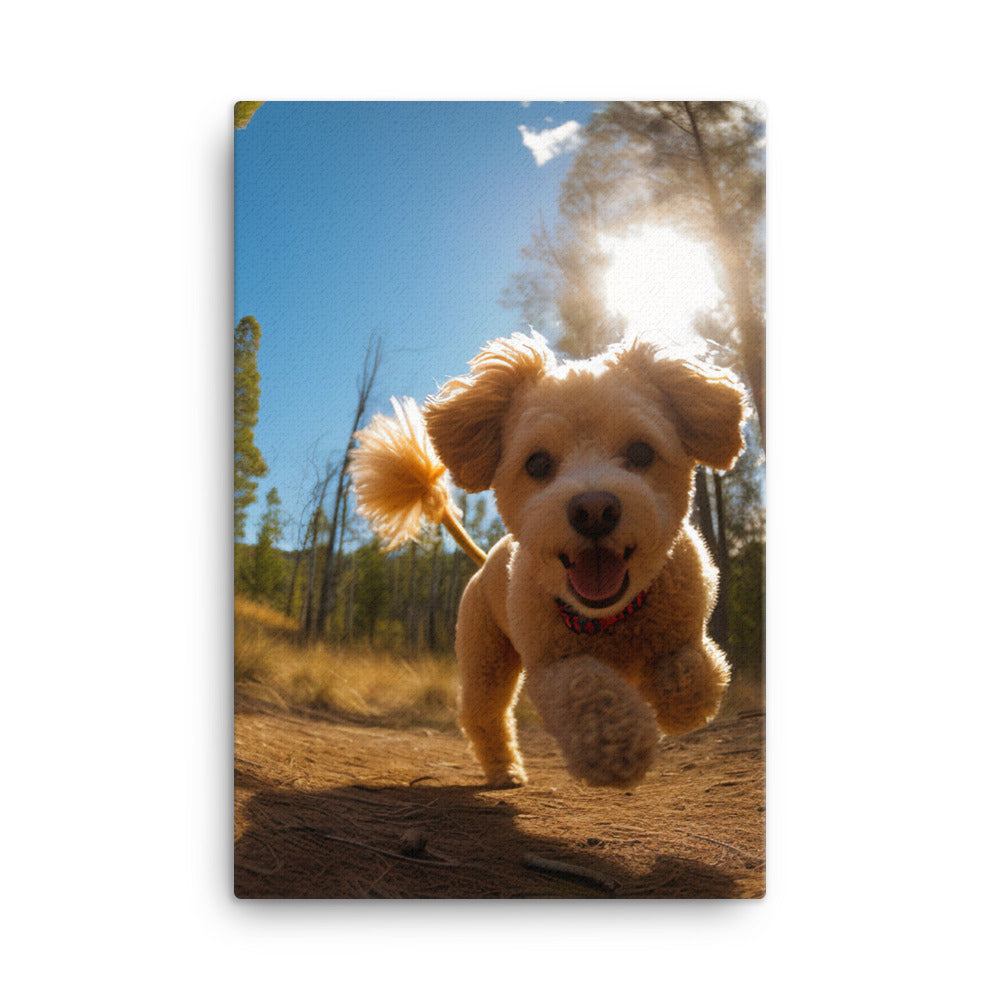 The Playful Poodle Canvas - PosterfyAI.com