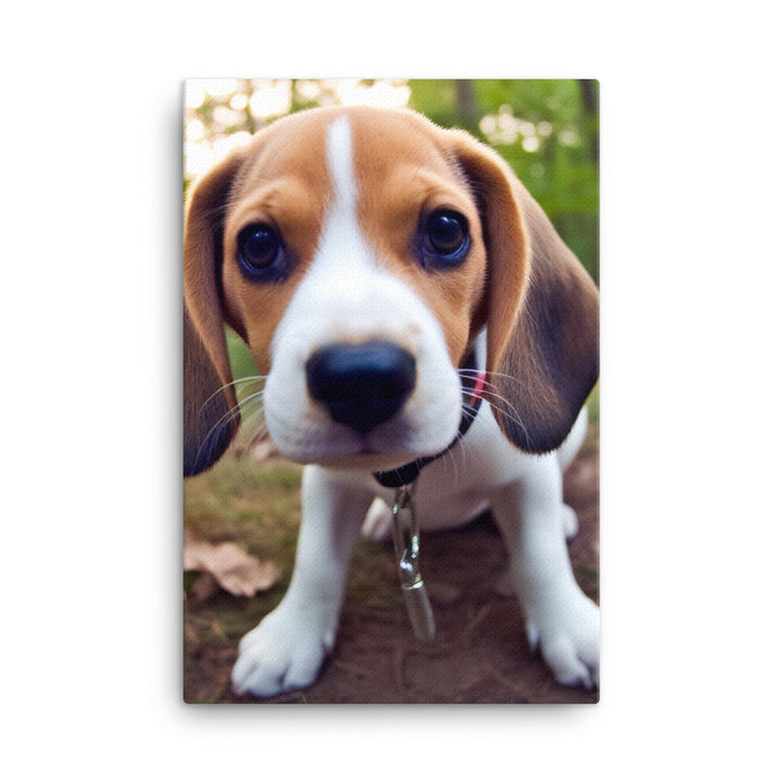 The curious eyes of a Beagle pup Canvas - PosterfyAI.com