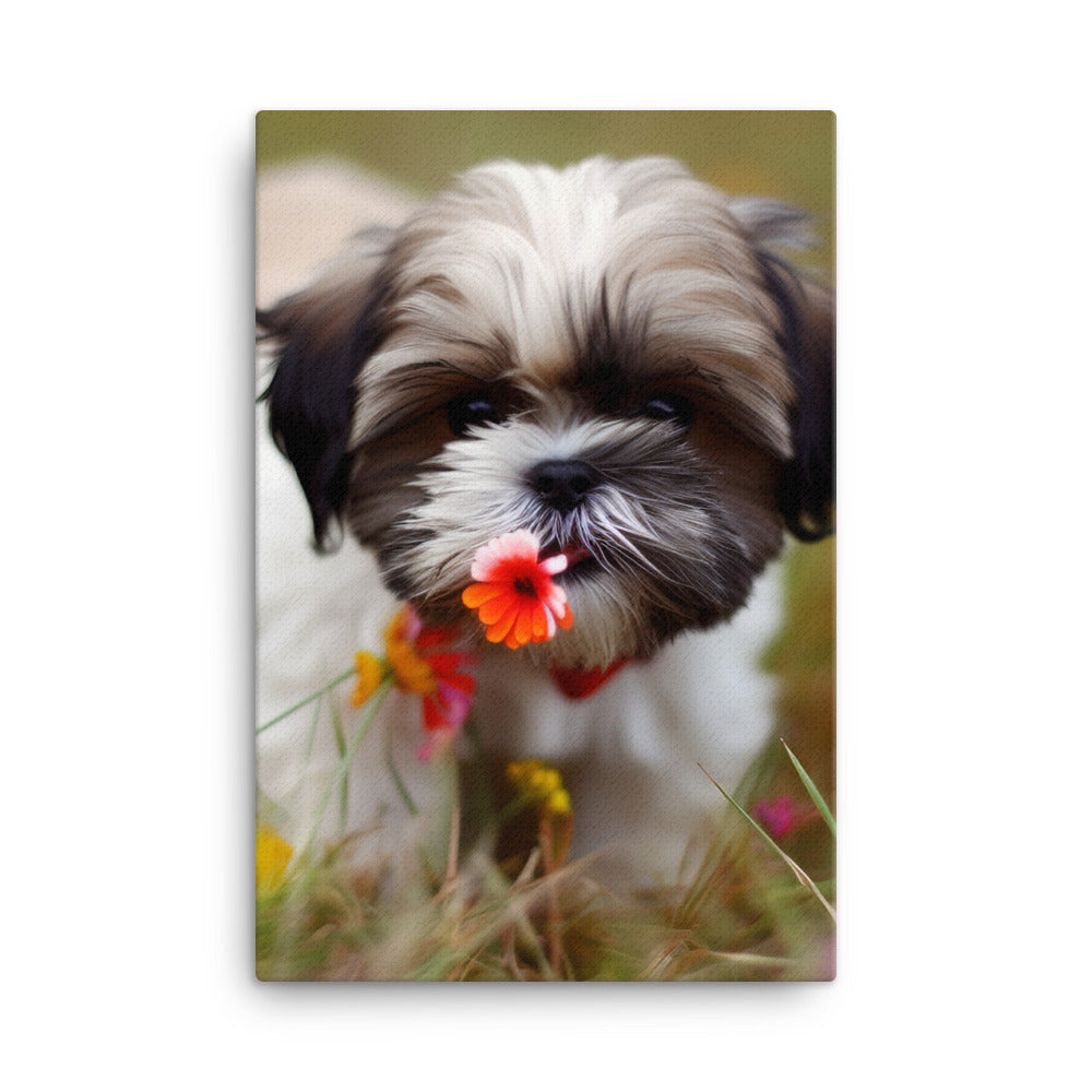 Sweet and Playful Shih Tzu Canvas - PosterfyAI.com