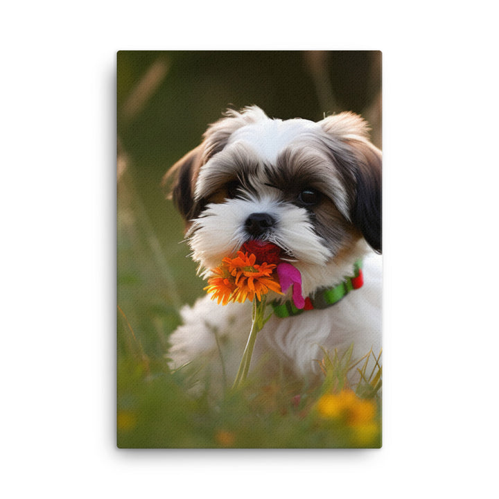 Sweet and Playful Shih Tzu Canvas - PosterfyAI.com