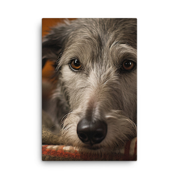 Sleepy Scottish Deerhound by the Fire Canvas - PosterfyAI.com