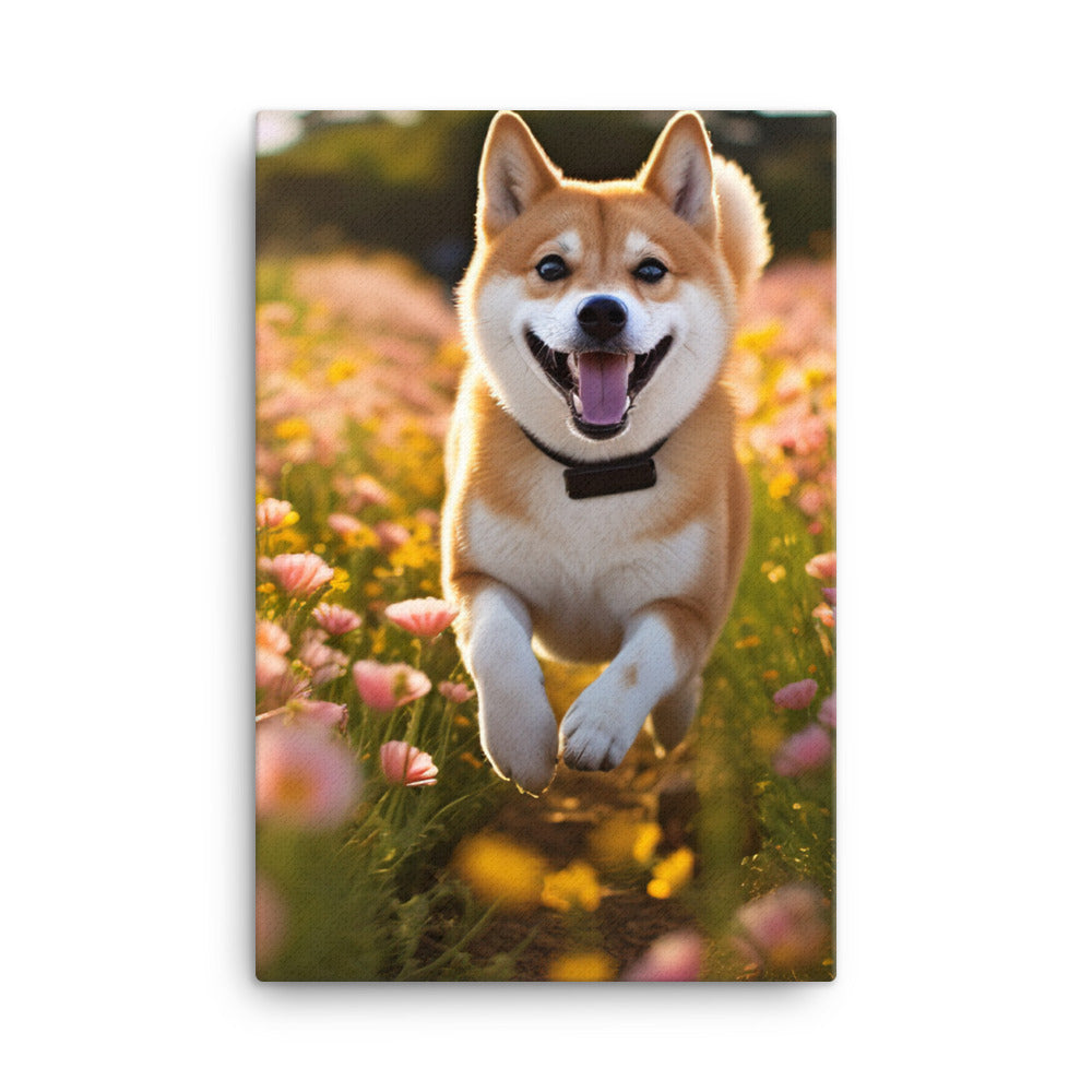 Shiba Inu Running Canvas - PosterfyAI.com