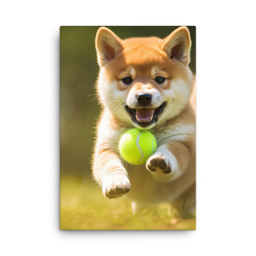 Shiba Inu Pup Playing Canvas - PosterfyAI.com