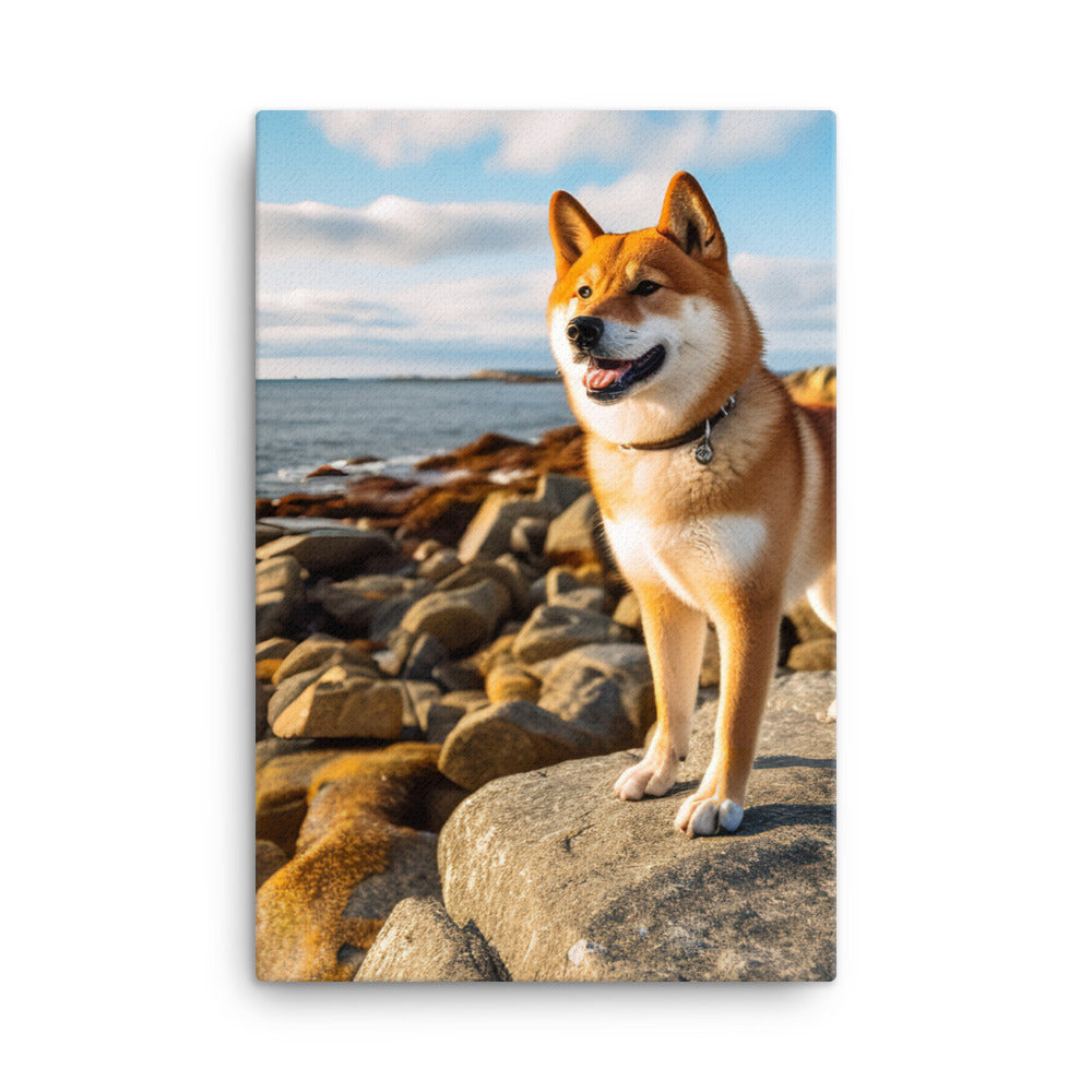 Shiba Inu Gazing Out Canvas - PosterfyAI.com