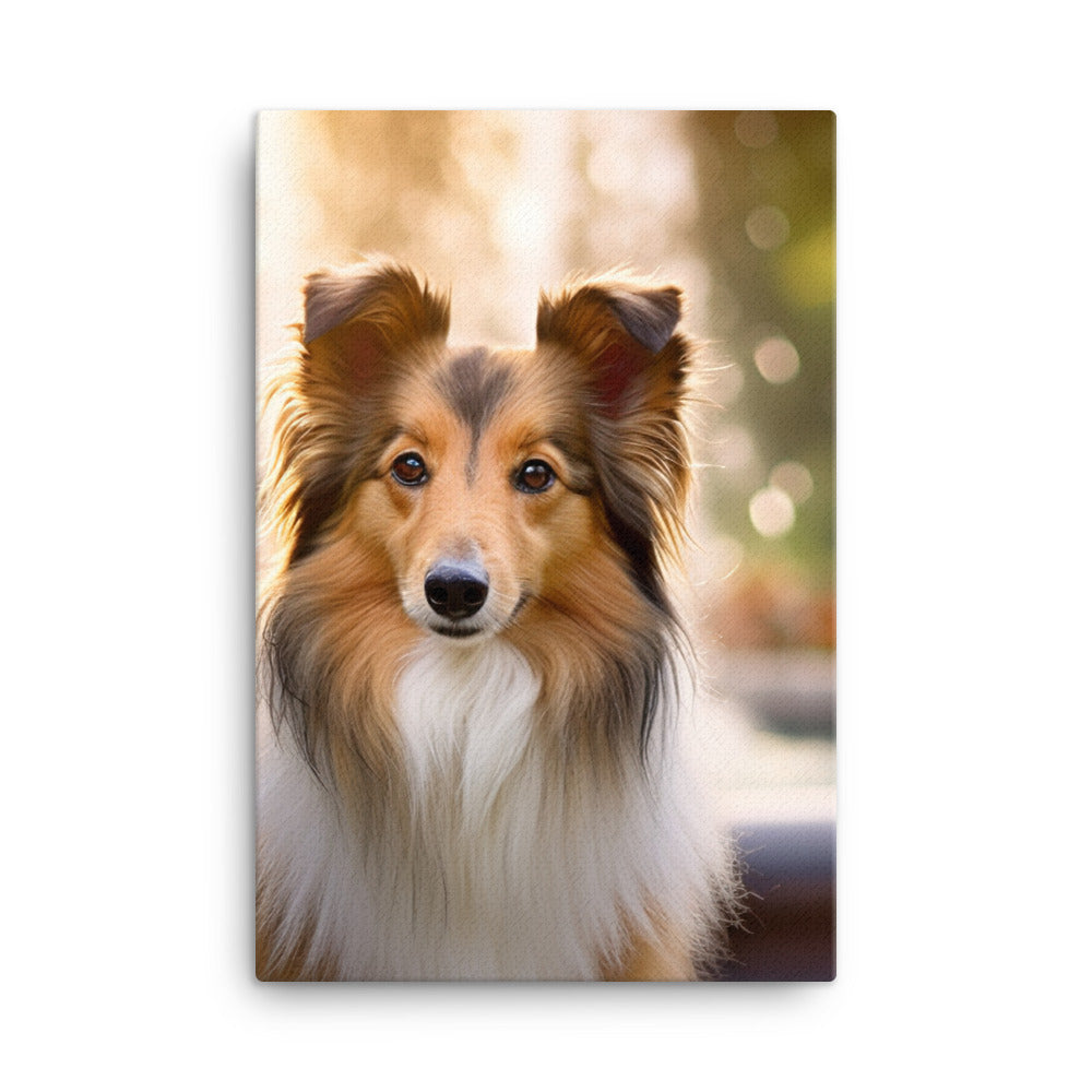Shetland Sheepdog Posing in the Park Canvas - PosterfyAI.com