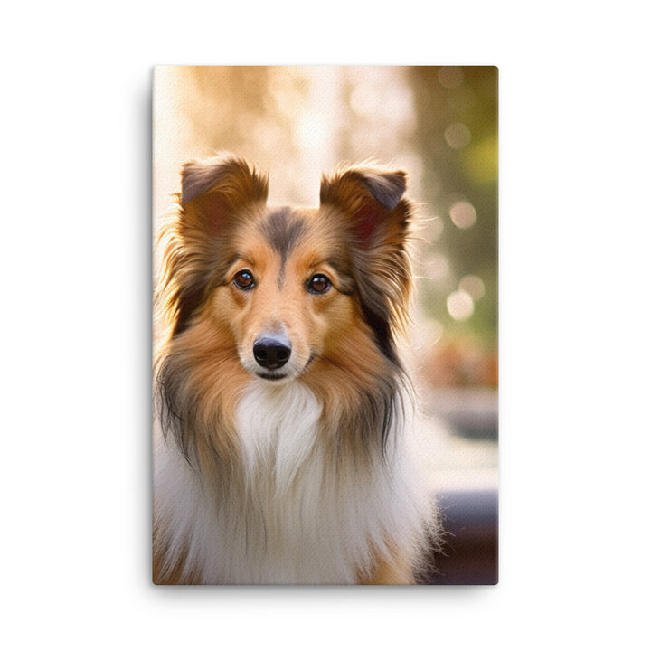 Shetland Sheepdog Posing in the Park Canvas - PosterfyAI.com
