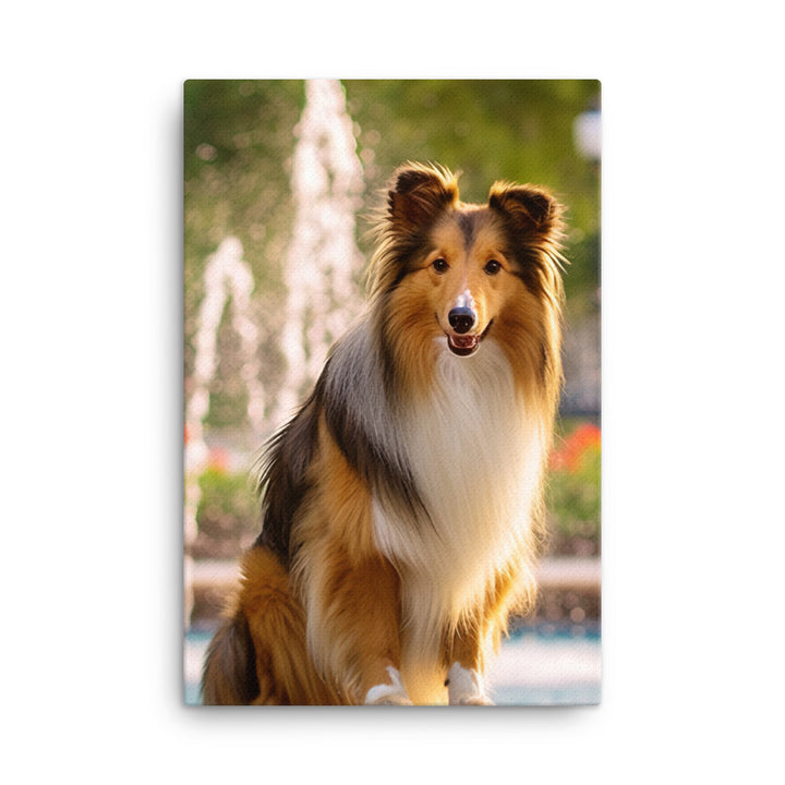 Shetland Sheepdog Posing in the Park Canvas - PosterfyAI.com