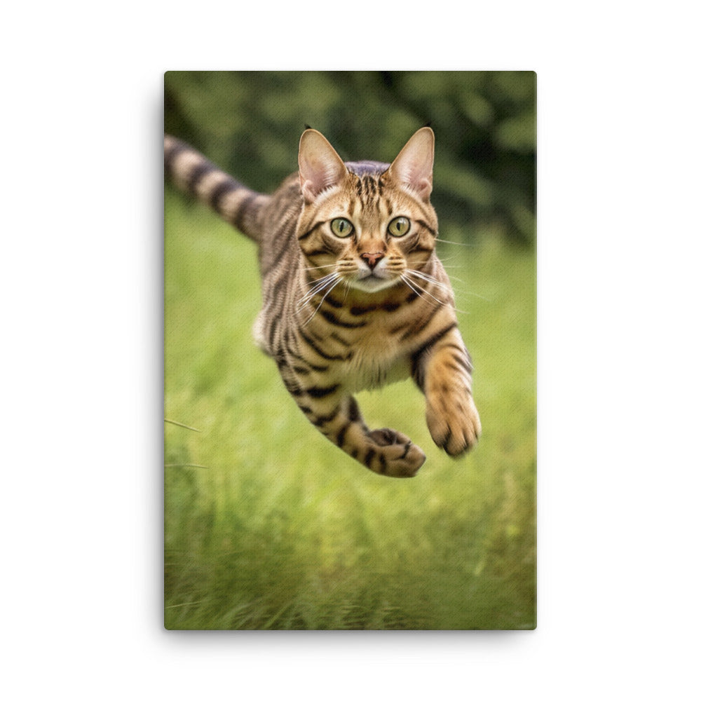 Bengal Cat Hunting Adventure Canvas - PosterfyAI.com