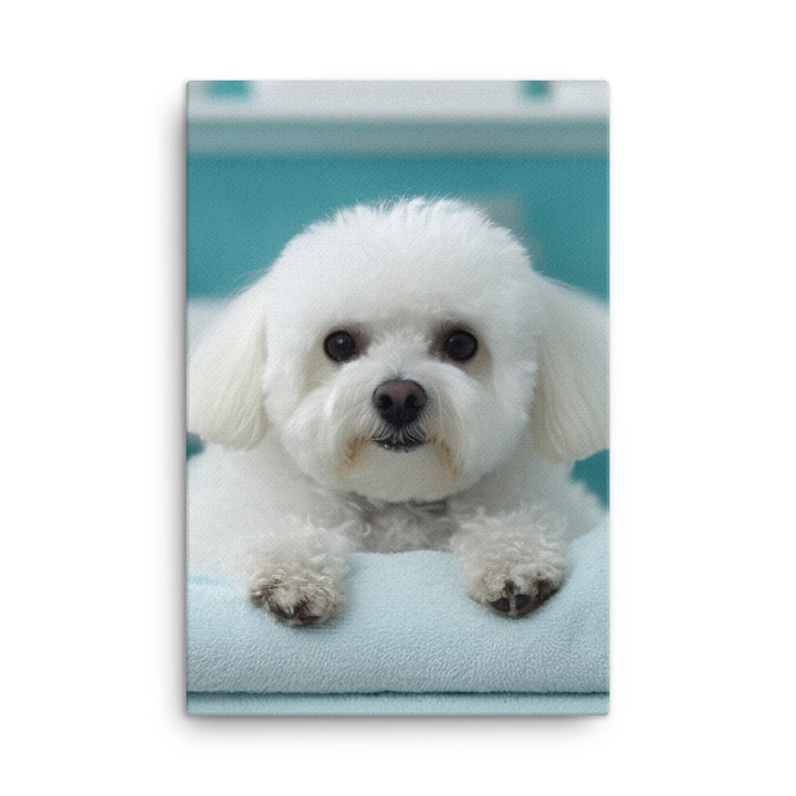 Bichon Frise in a Spa Canvas - PosterfyAI.com