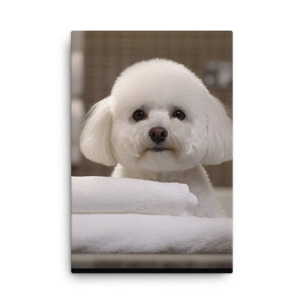 Bichon Frise in a Spa Canvas - PosterfyAI.com