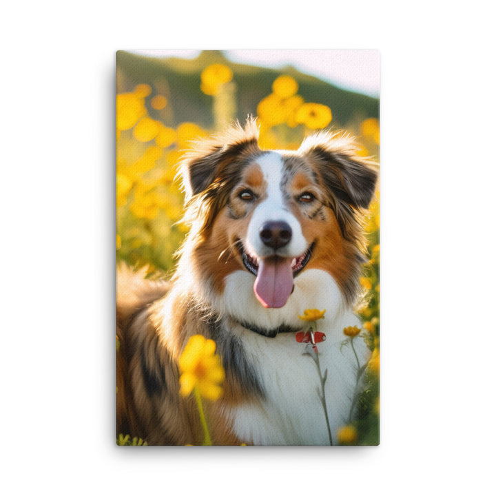 Australian Shepherd sitting Canvas - PosterfyAI.com