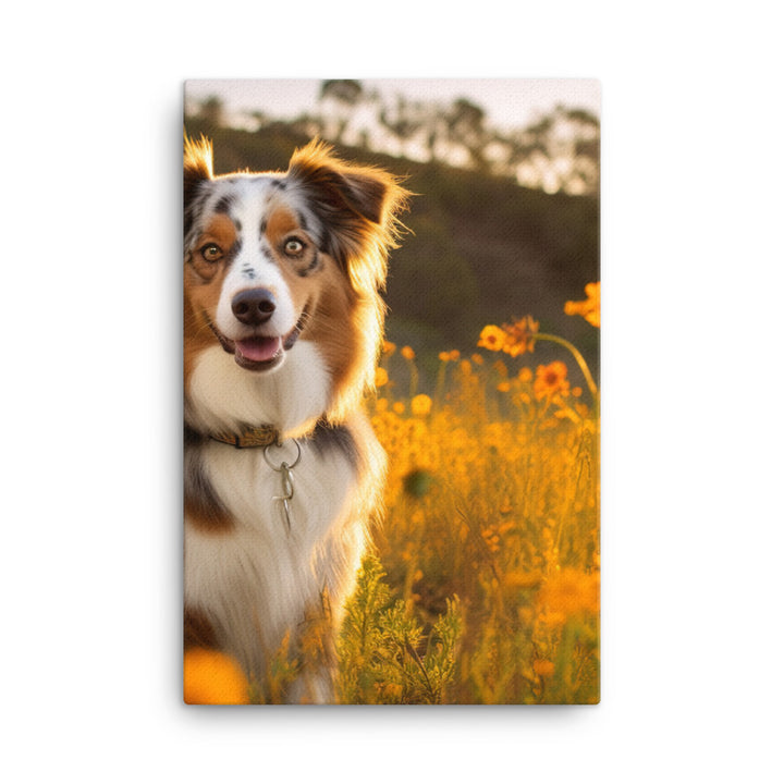 Australian Shepherd sitting Canvas - PosterfyAI.com