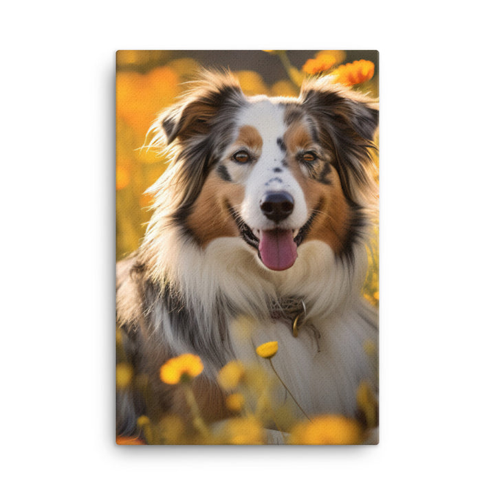 Australian Shepherd sitting Canvas - PosterfyAI.com