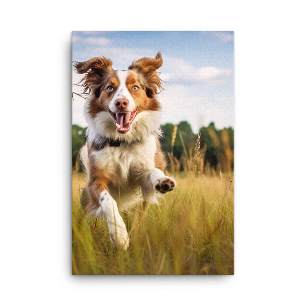 Australian Shepherd in action Canvas - PosterfyAI.com